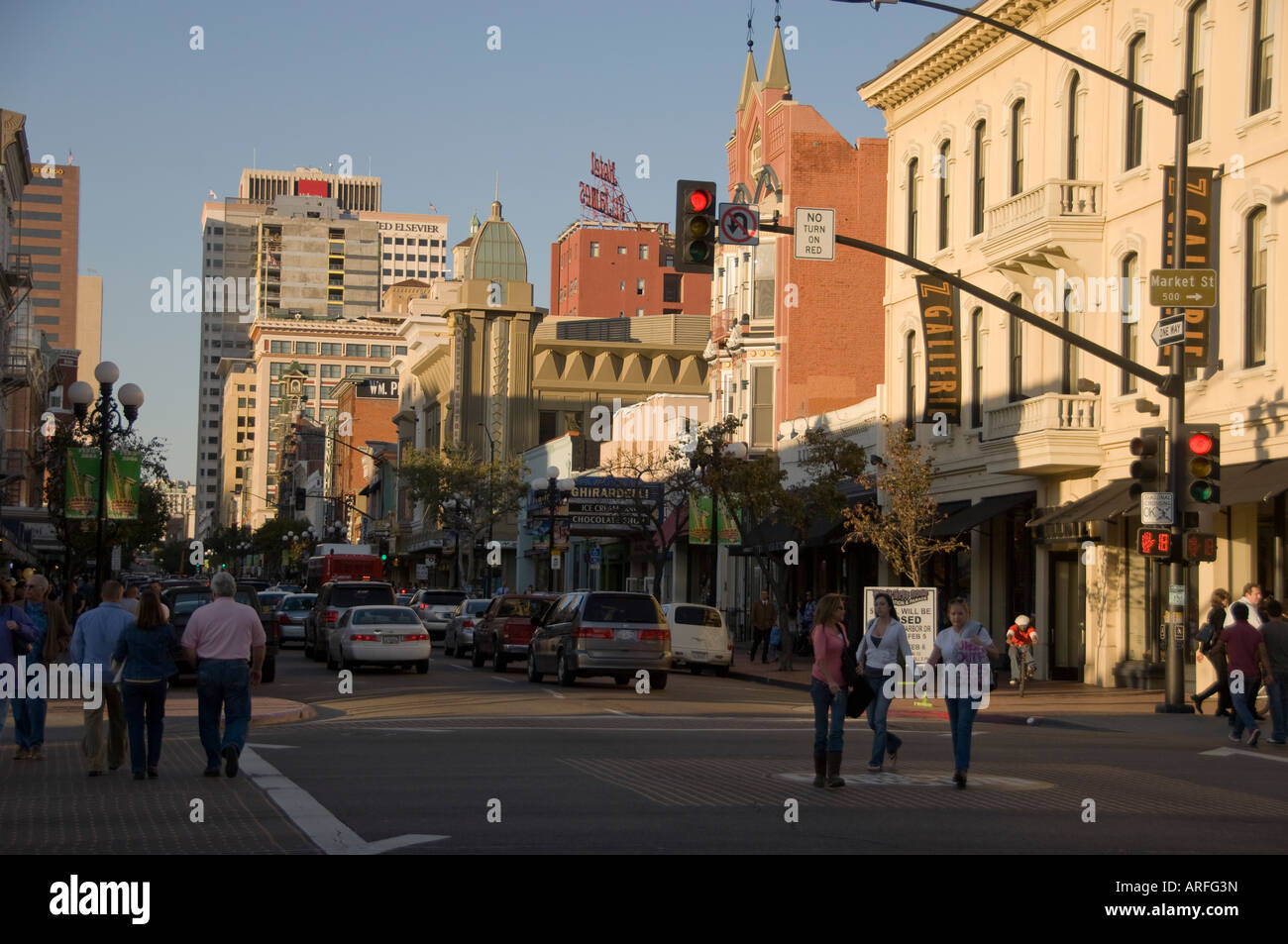 Street Scene Downtown San Diego Gas lamp District Stock Photo Alamy
