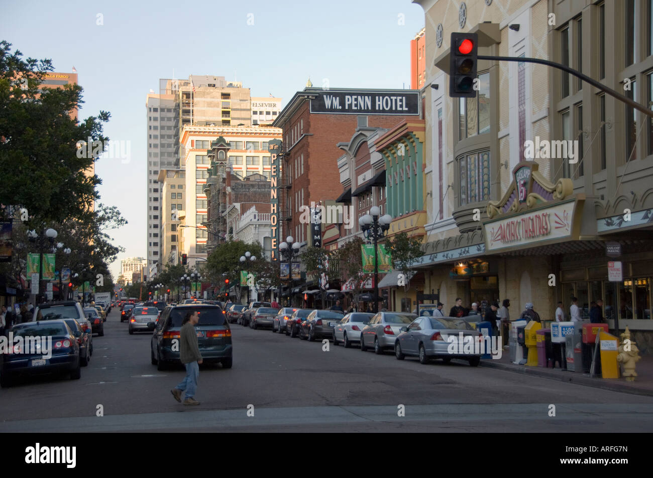 Street Scene Downtown San Diego Gas lamp District Stock Photo Alamy