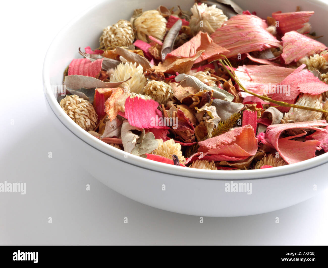 Potpourri of dried leaves and blossoms Stock Photo
