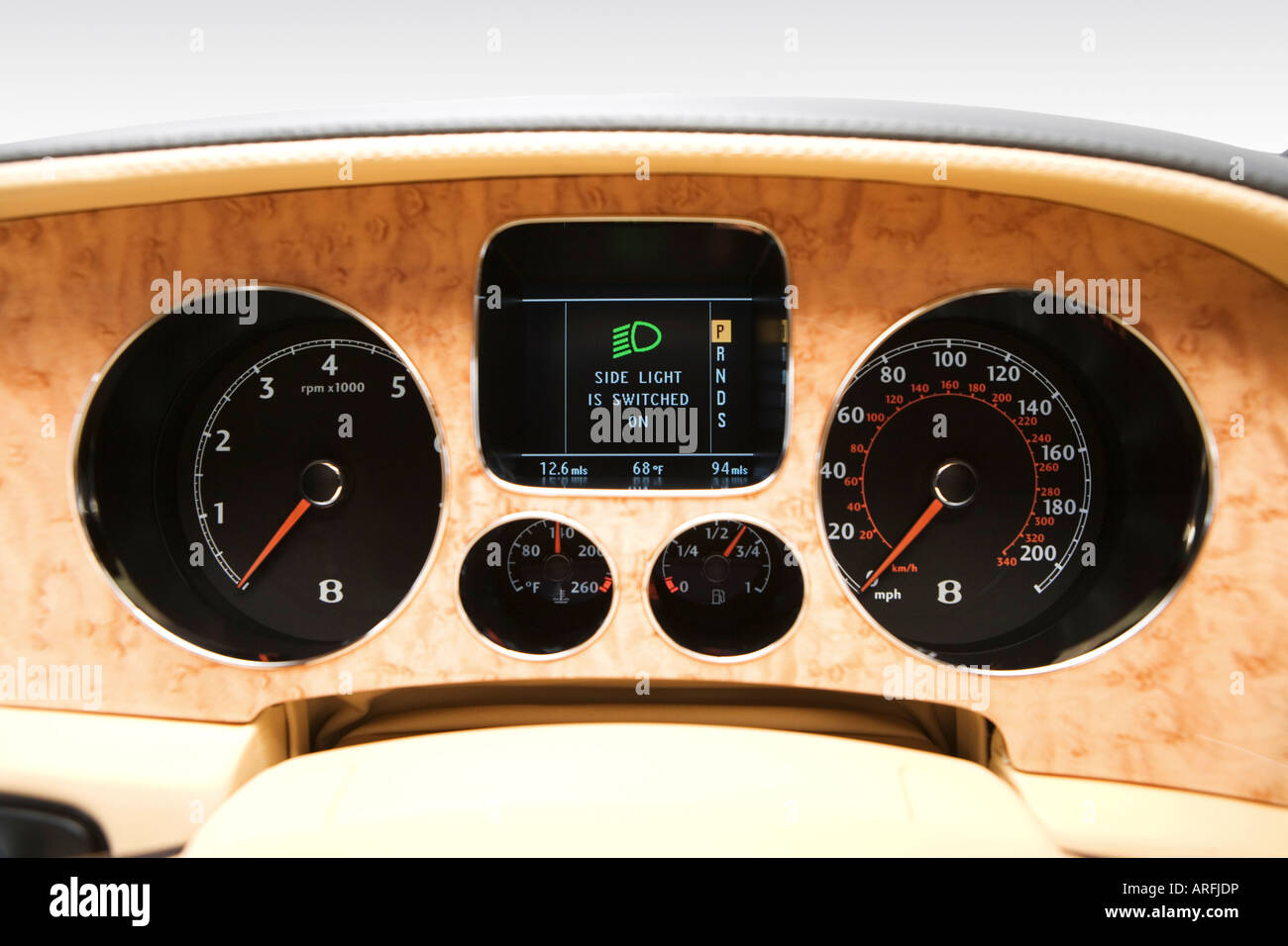 2007 Bentley Continental GTC in White - Speedometer/tachometer Stock Photo