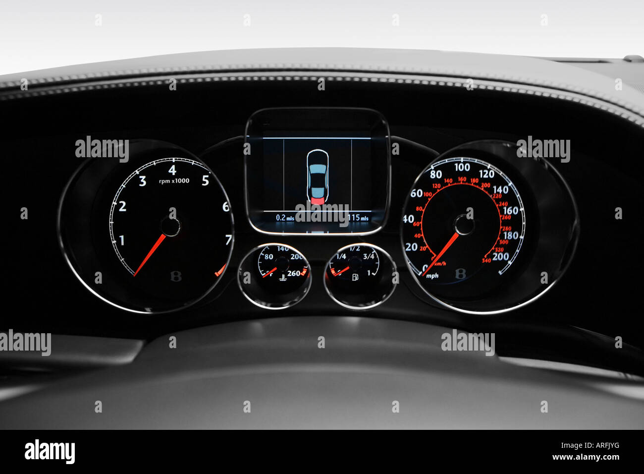 2007 Bentley Continental Flying Spur in Black - Speedometer/tachometer Stock Photo