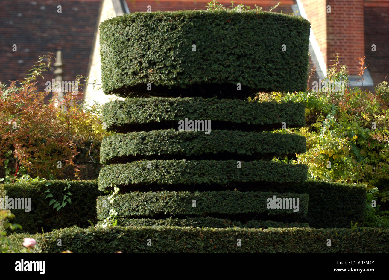 Unusual shaped hedge at Borde Hill Gardens in Sussex UK Stock Photo