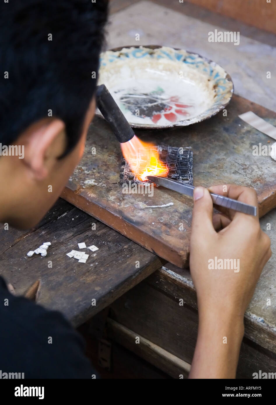 Man making silver jewellery, Bali, Indonesia Stock Photo 9166516 Alamy