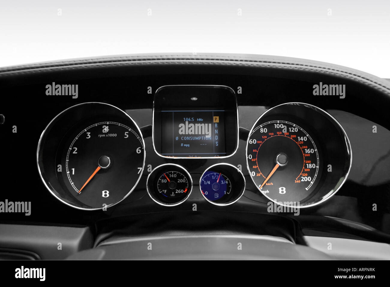 2007 Bentley Continental GT in Black - Speedometer/tachometer Stock Photo