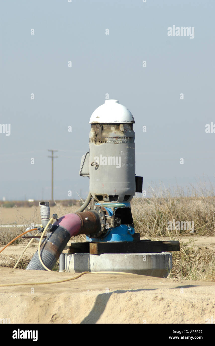 Deep well water pumps in California for farming during droughts and summers which lovers water table and drinking water and farm jobs Stock Photo