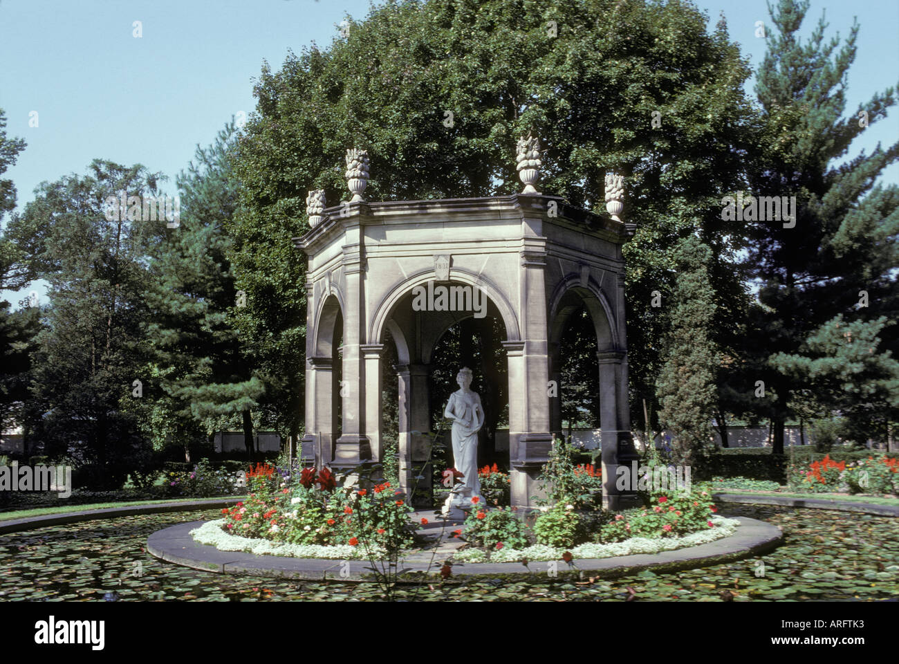 Ambridge Pennsylvania Harmony Society formal garden statue Stock Photo