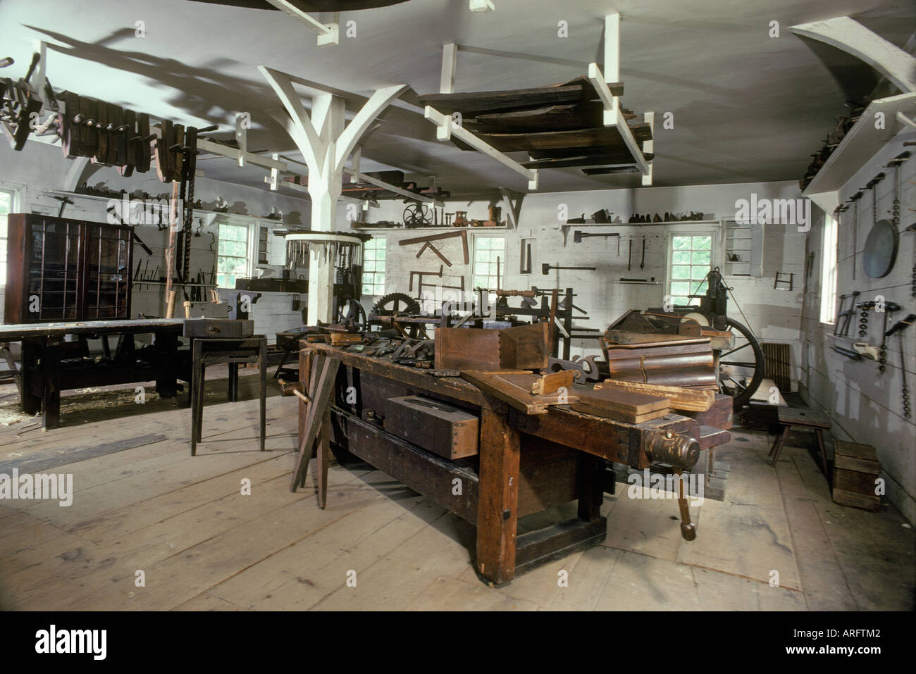 Ambridge Pennsylvania Harmony Society wood working shop craftsmen Stock Photo