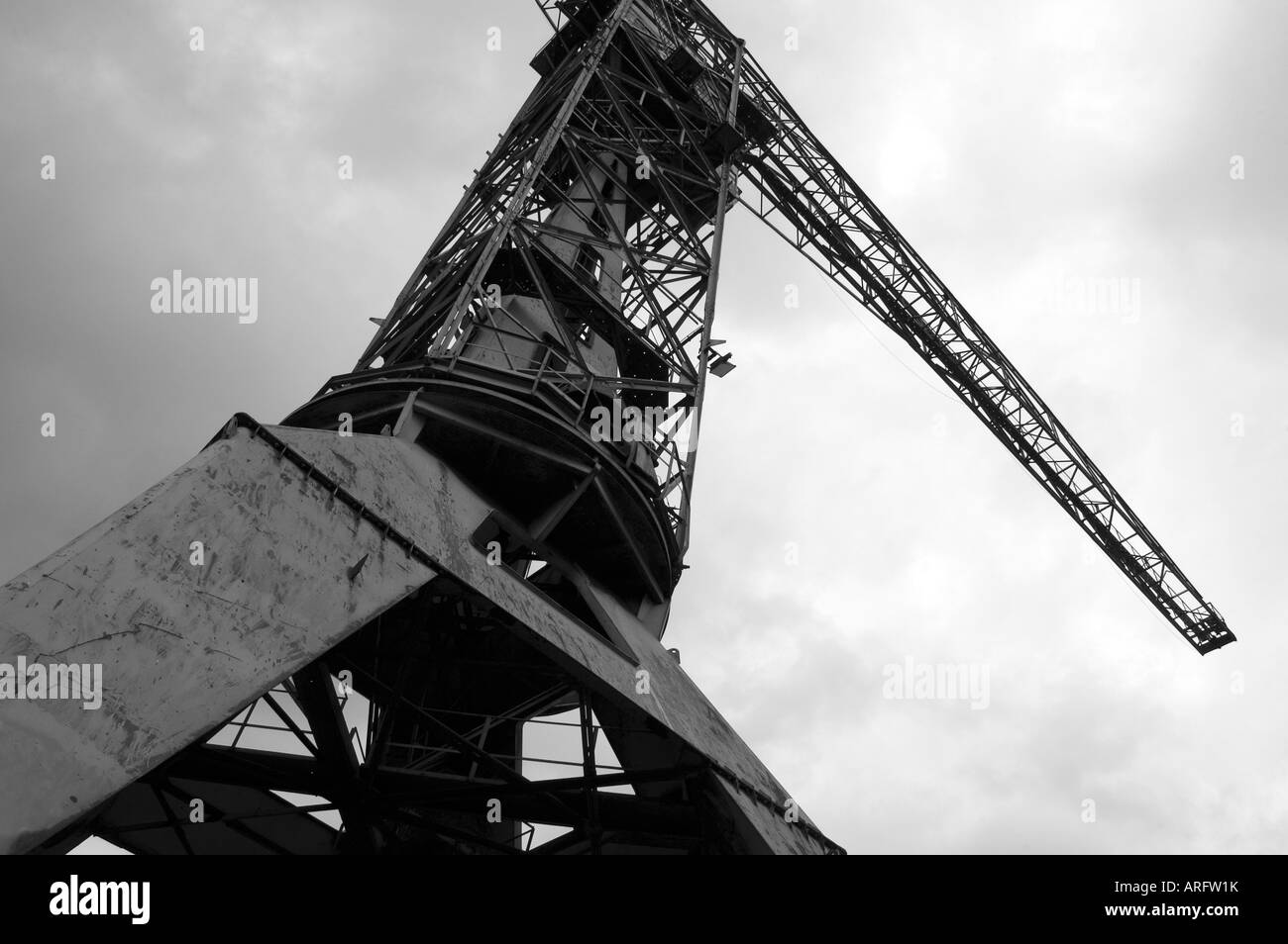 Crane on a construction site In black white Stock Photo - Alamy