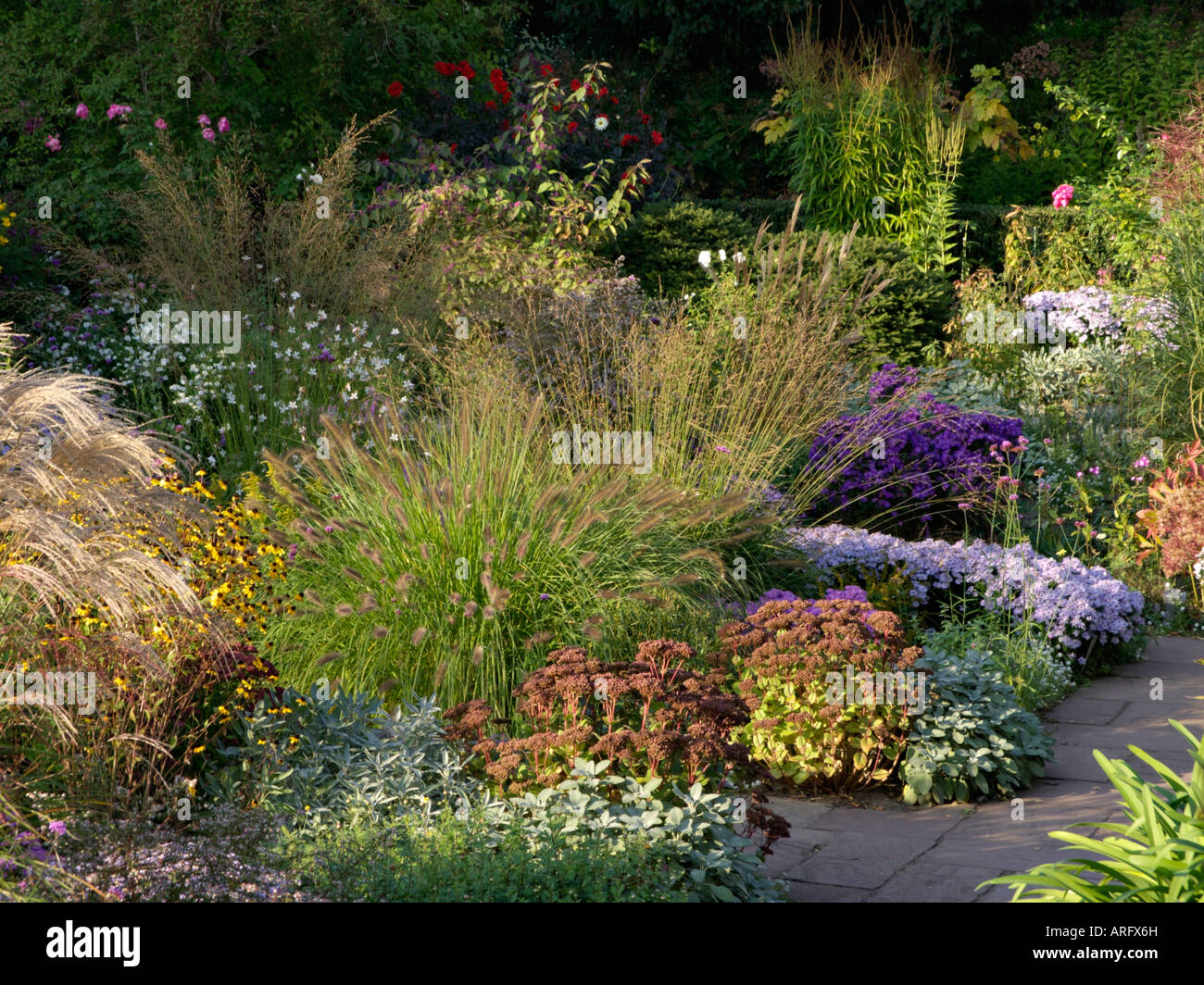 Sunken garden in autumn, Karl Foerster Garden, Potsdam, Germany. Design