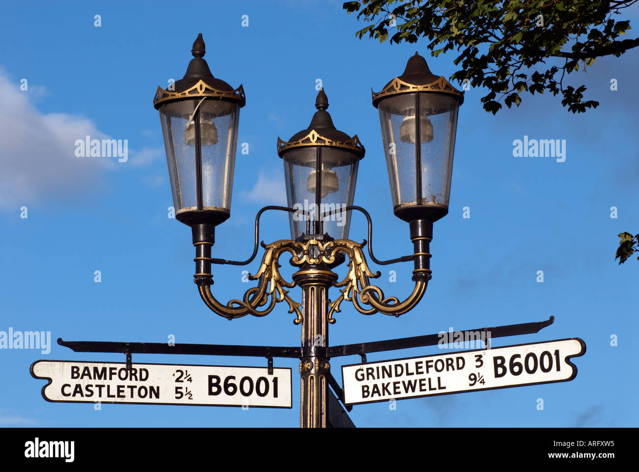 Shuttleworth memorial an ornate lamppost in Hathersage  Derbyshire 'Great Britain' Stock Photo