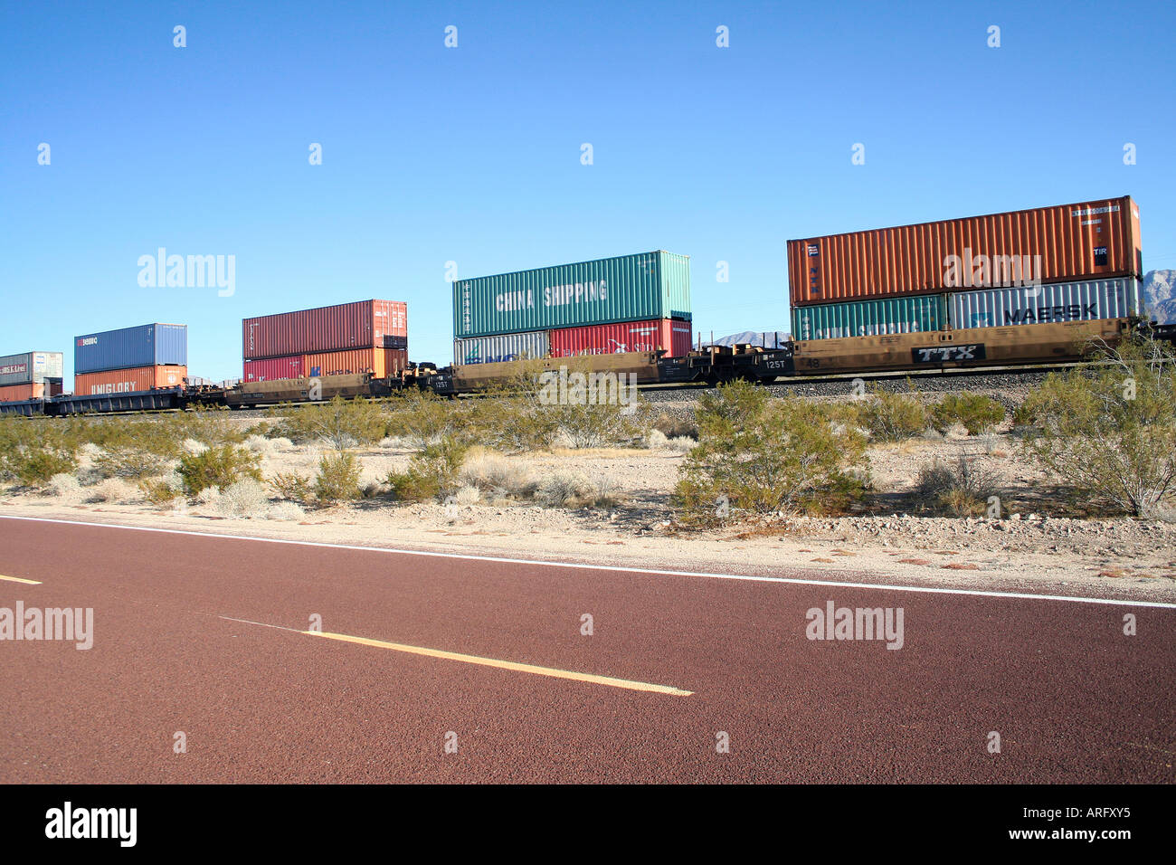 Railroad, Mojave Desert, California, USA Stock Photo