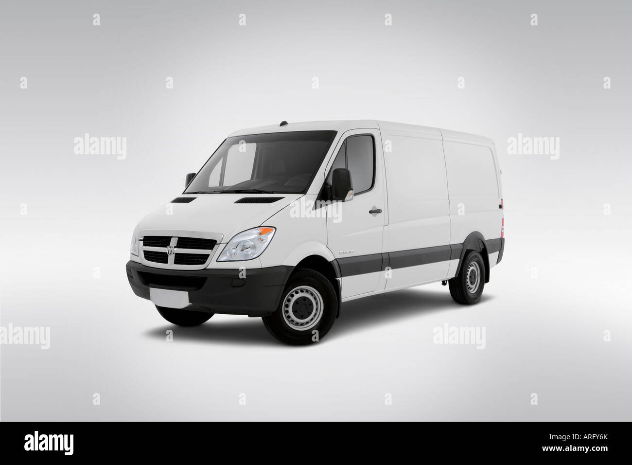 2007 Dodge Sprinter 2500 Cargo in White - Front angle view Stock Photo