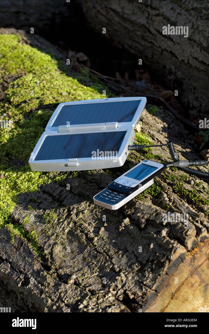 mobile phone solar powered battery charger Stock Photo Alamy