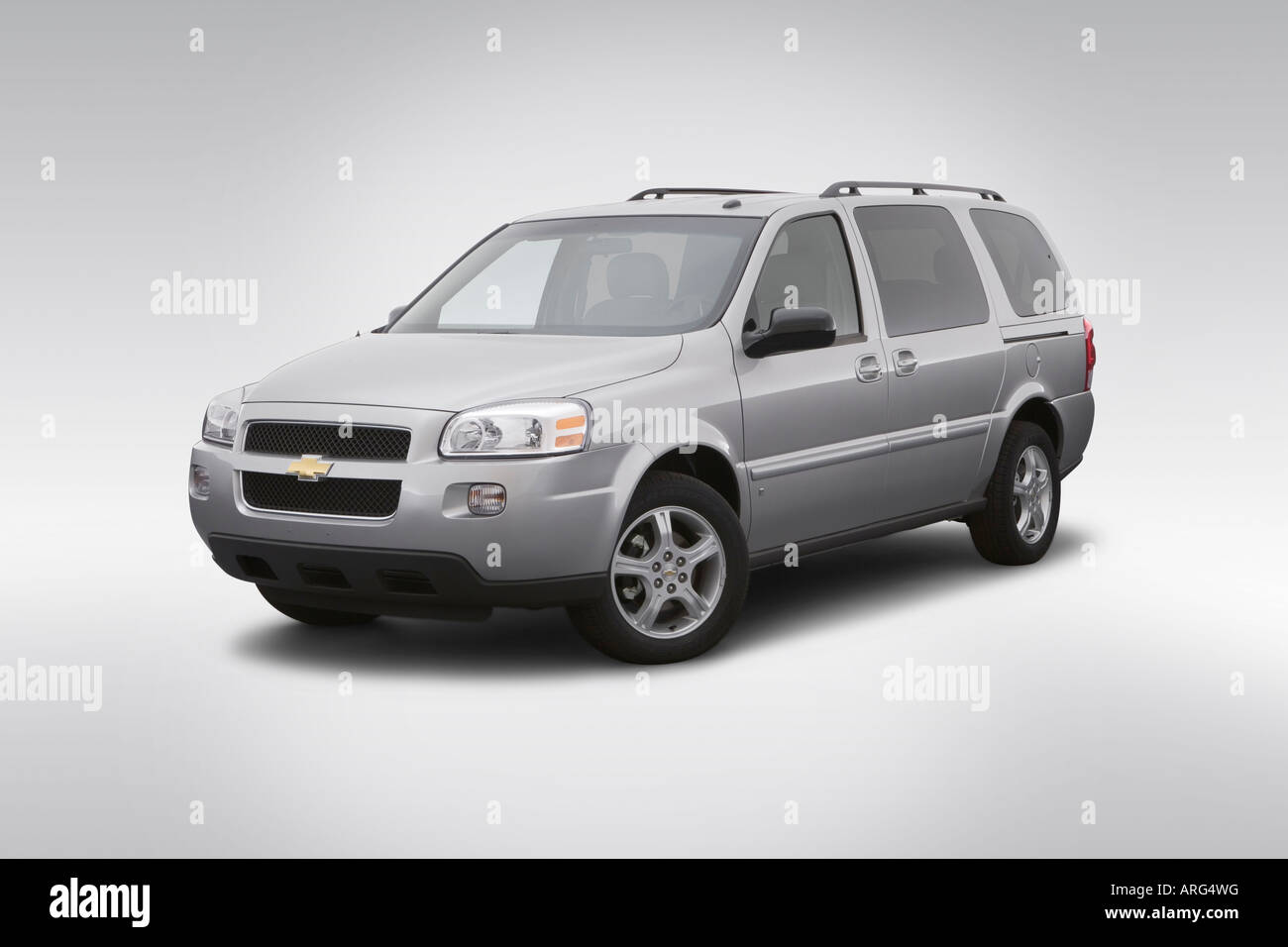 2007 Chevrolet Uplander LT in Silver - Front angle view Stock Photo