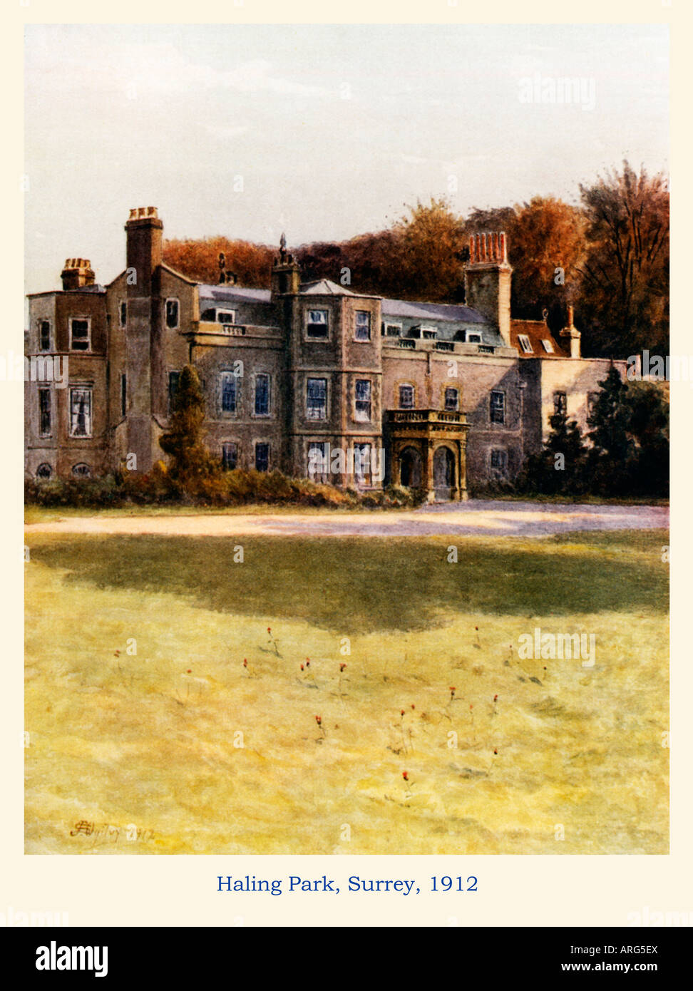 Haling Park Surrey 1912 view of the Tudor mansion of Lord Howard of Effingham now part of Whitgift School Stock Photo