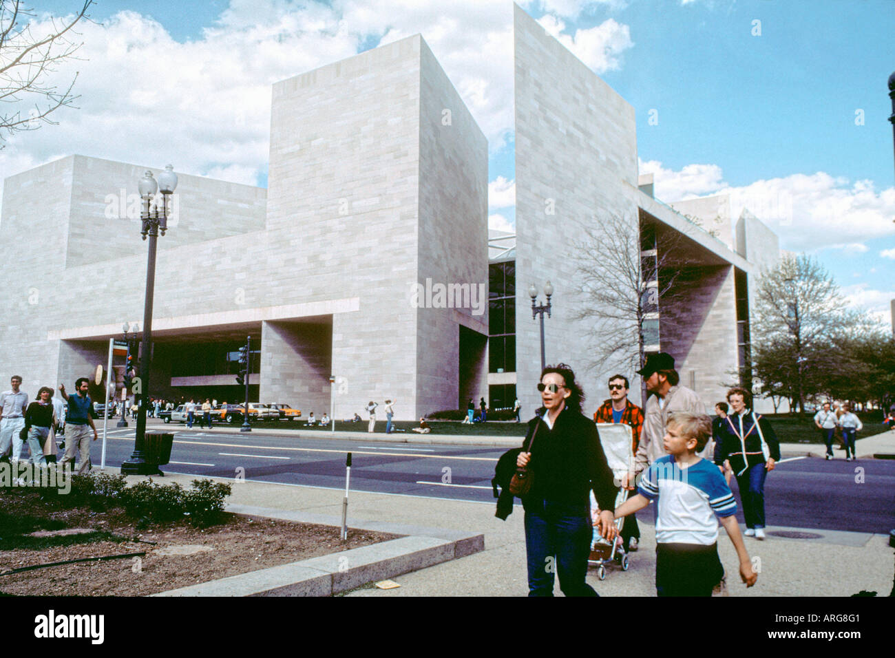 WASHINGTON DC, USA, Outside in Front 'National Gallery of Art' Museum East Gallery 'Credit Architect: I M Pei' Culture reinforced concrete structure Stock Photo