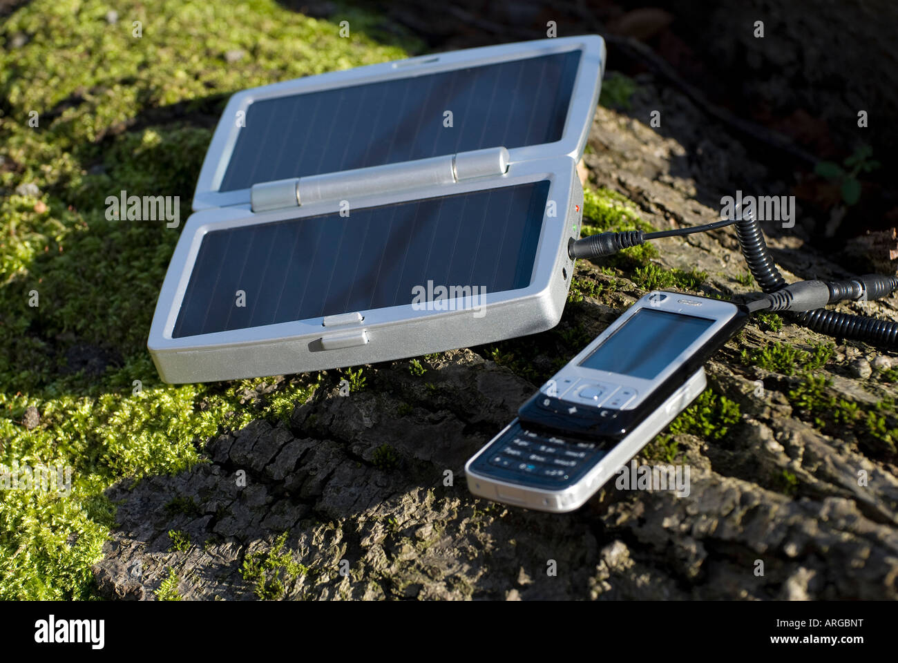 mobile phone solar powered battery charger Stock Photo Alamy