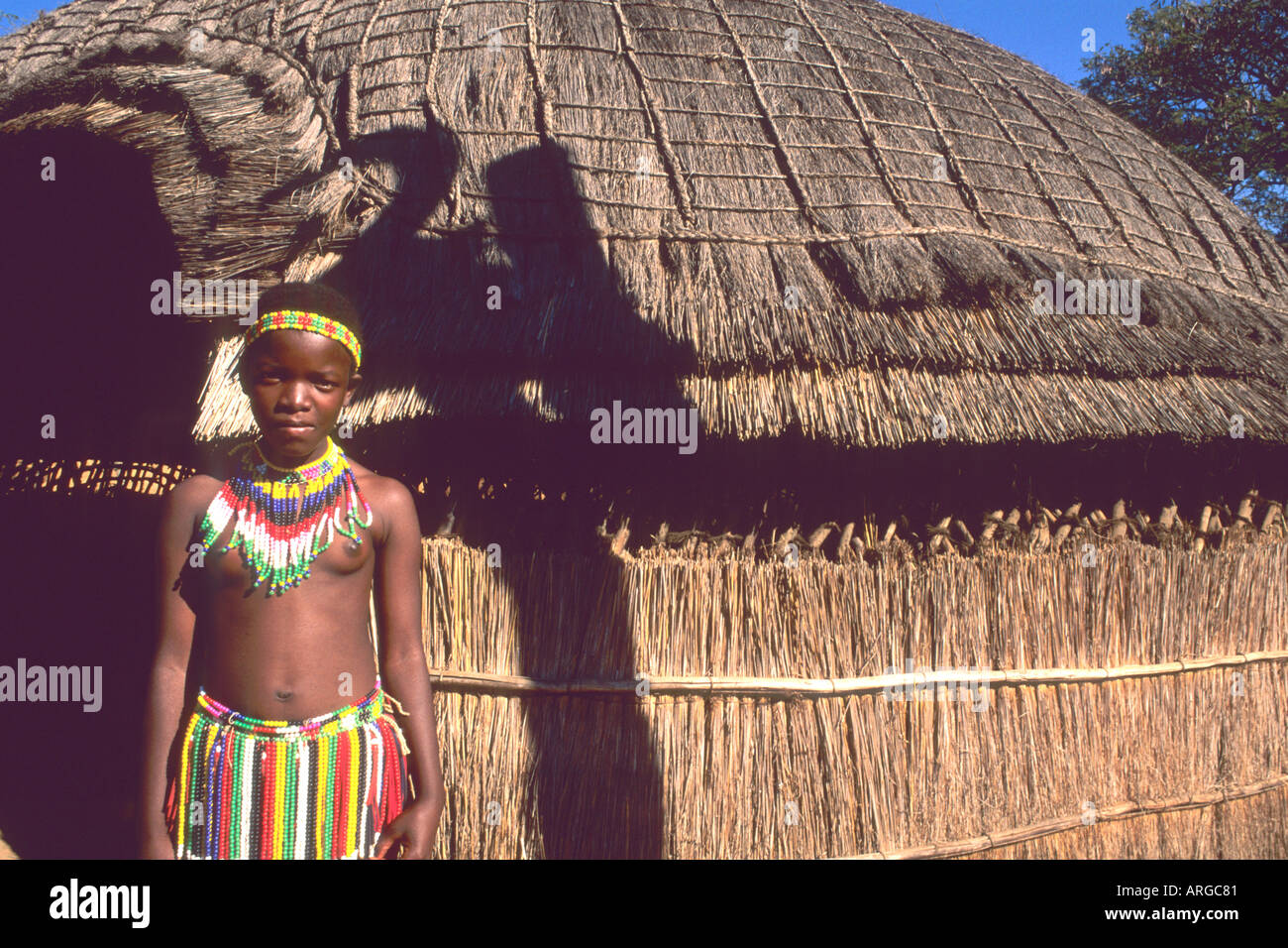 Young Girl in Native Zulu Tribe at Shakaland Center South 