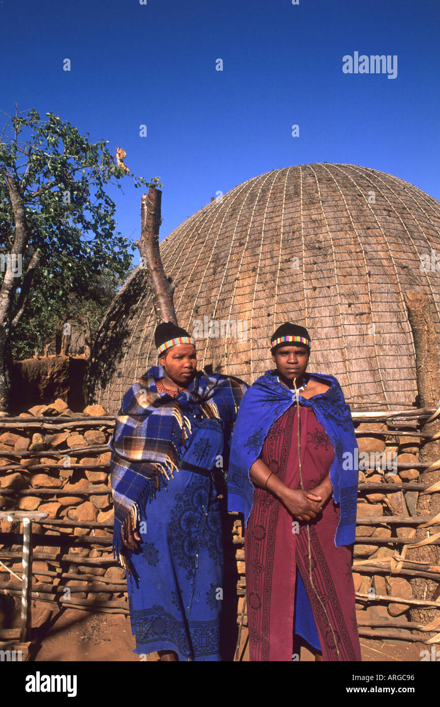Colorful Women in Native Zulu Tribe at Shakaland Center South Africa Stock Photo