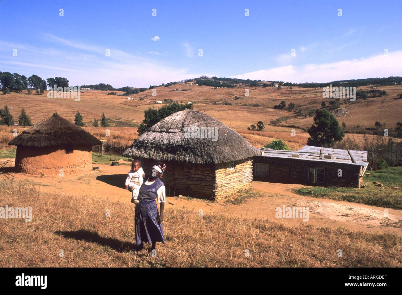Grandmother with Child Near Mbabane the Capitol of Swaziland Stock Photo