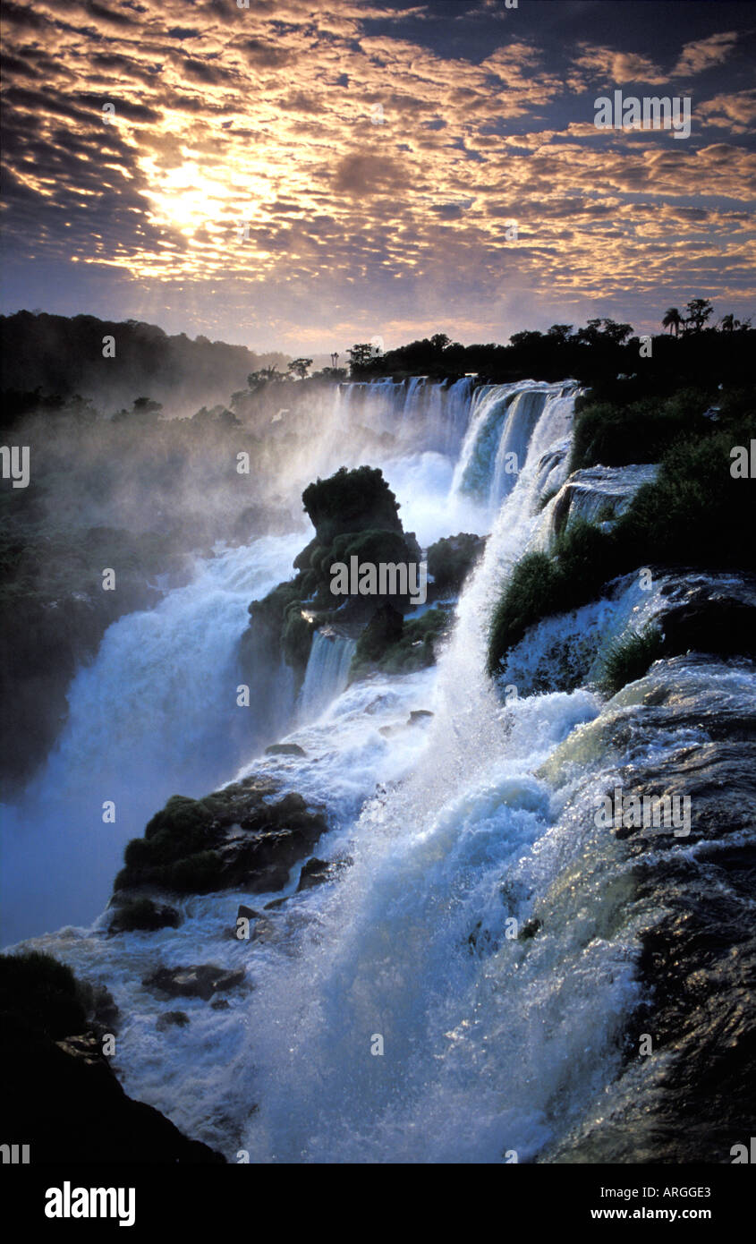 Sunrise at Iguazu Falls, Iguazu National Park, Misiones, Argentina Stock Photo