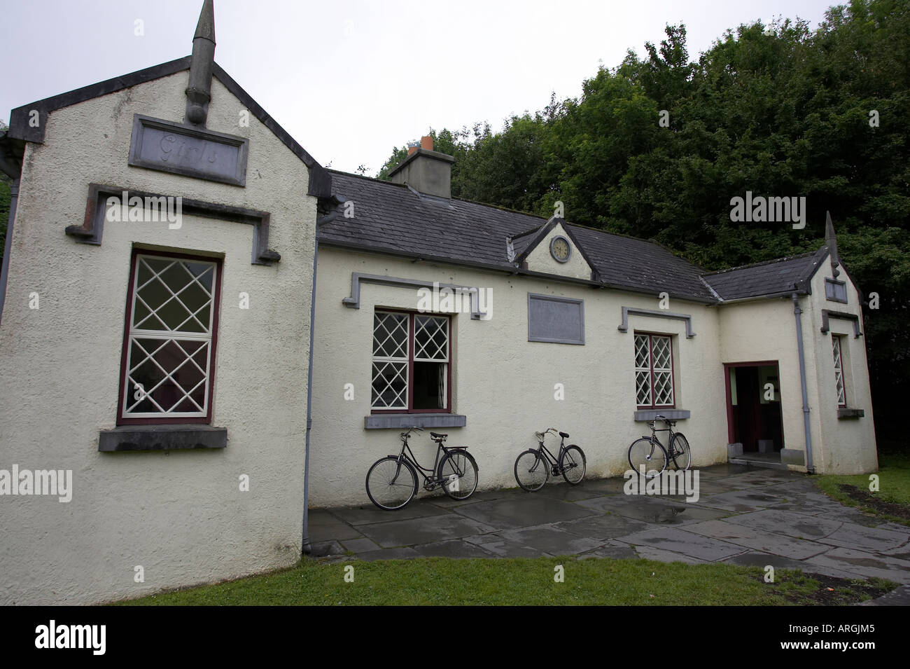 exterior of old school house building at Bunratty Folk Park County Clare Republic of Ireland Stock Photo