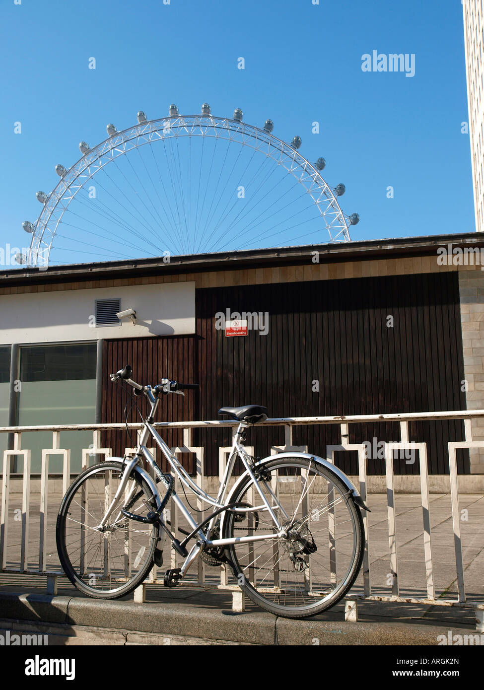 Bicycle wheels echo the shape of the millennium wheel London England