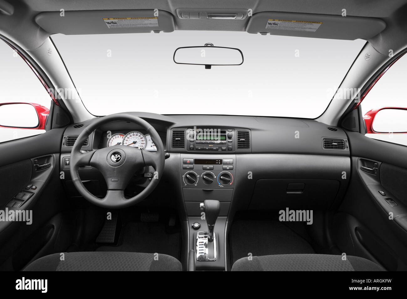 2007 Toyota Corolla S in Red - Dashboard, center console, gear shifter view  Stock Photo - Alamy