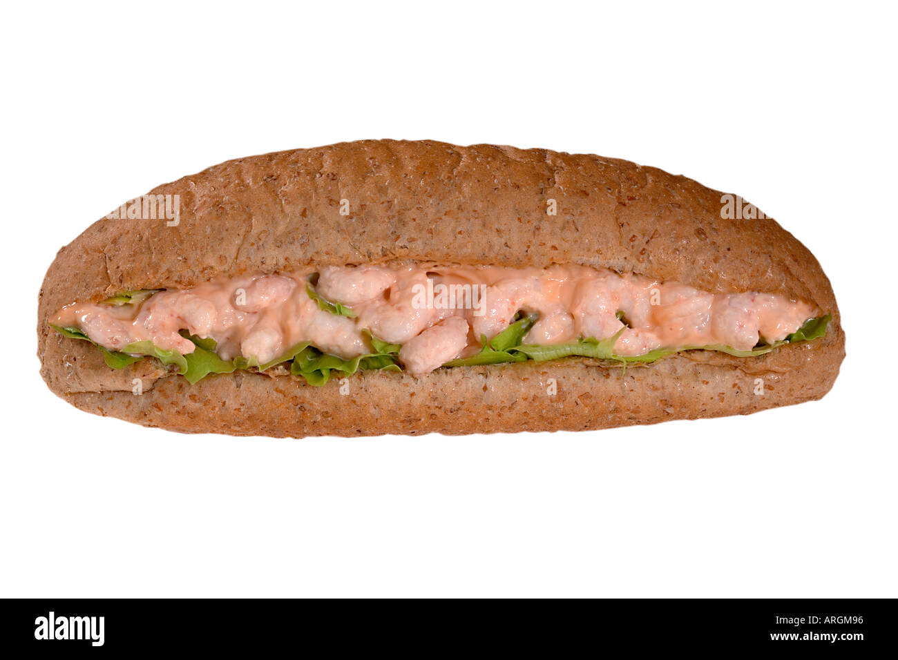 PRAWN SALAD SANDWICH IN BROWN BREAD ROLL Stock Photo Alamy