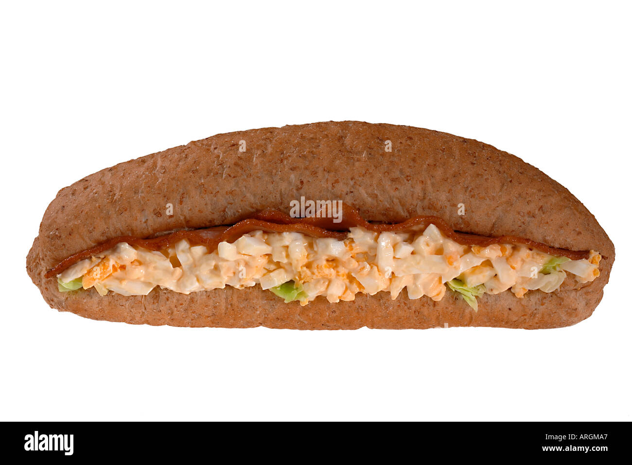 EGG MAYONNAISE AND BACON SANDWICH IN BROWN BREAD ROLL Stock Photo Alamy