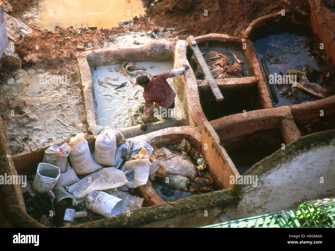 Tanneries Chouwara Fes el Bali the Old Medina  Fez Fès-Boulemane Northern Morocco North Africa Stock Photo