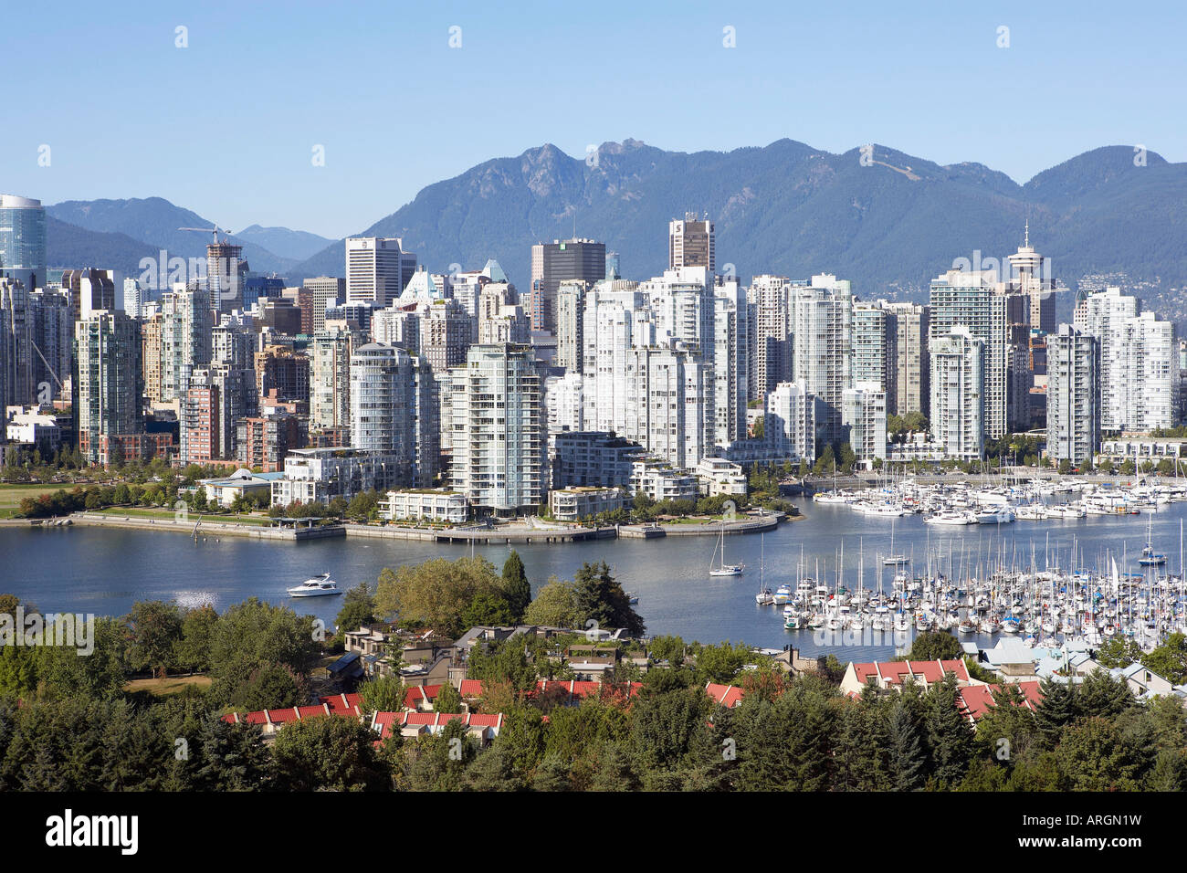 Vancouver canada skyline aerial over hi-res stock photography and ...