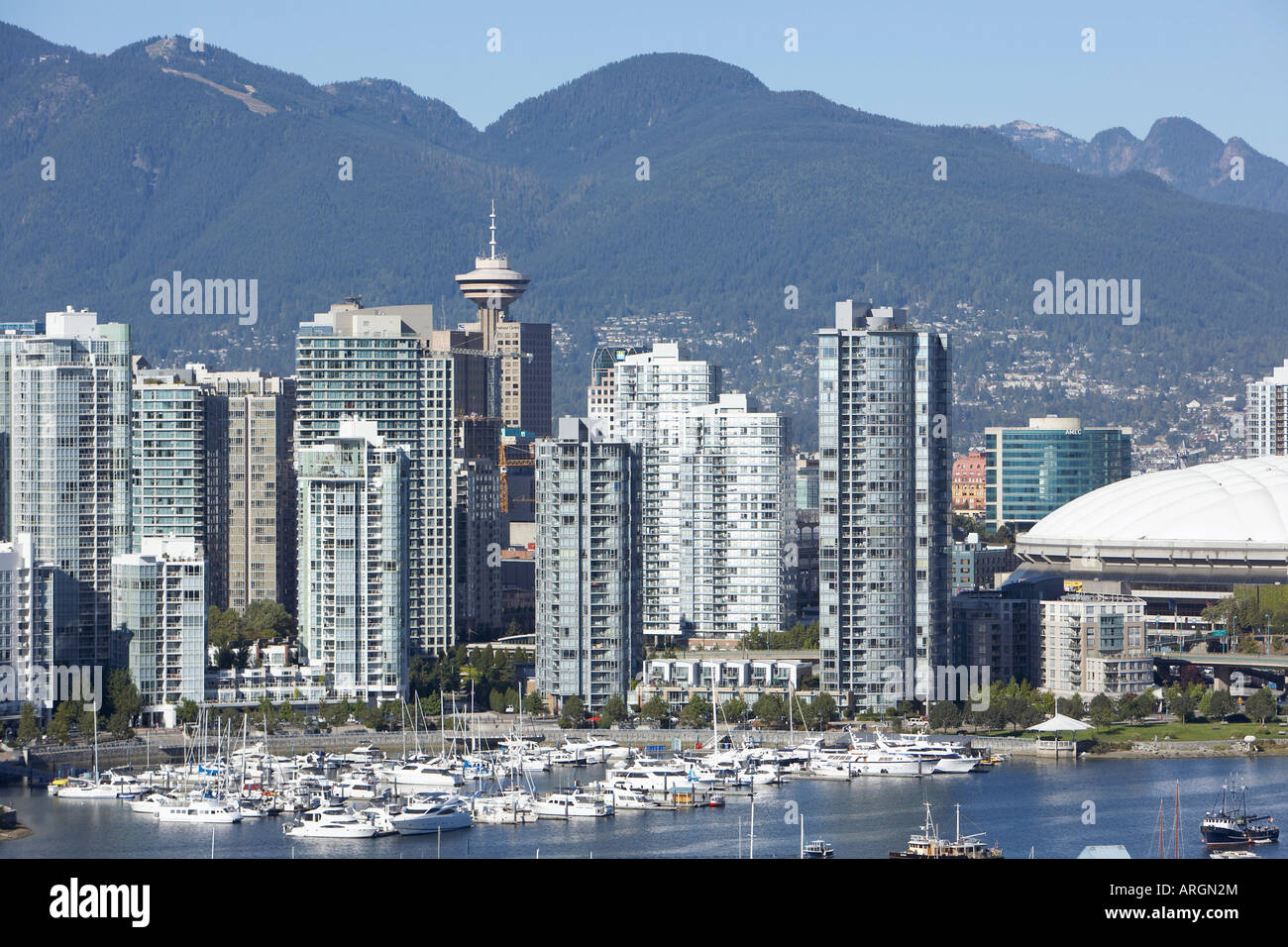 Vancouver canada skyline aerial over hi-res stock photography and ...
