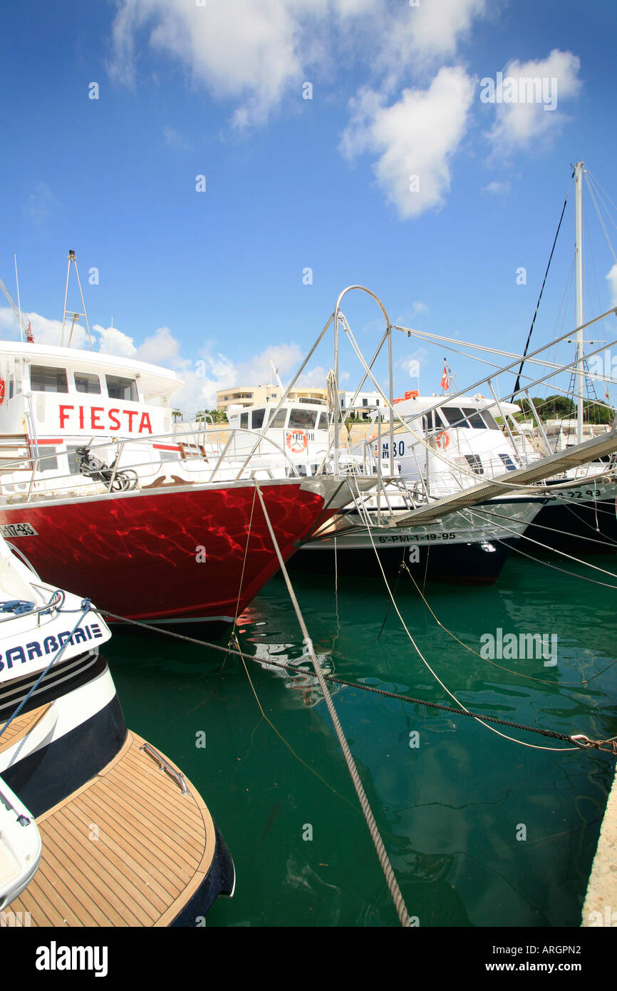 The quayside at Cales Fonts, Es Castell, Nr Mao, Menorca, Balearic Isles, Spain. Stock Photo