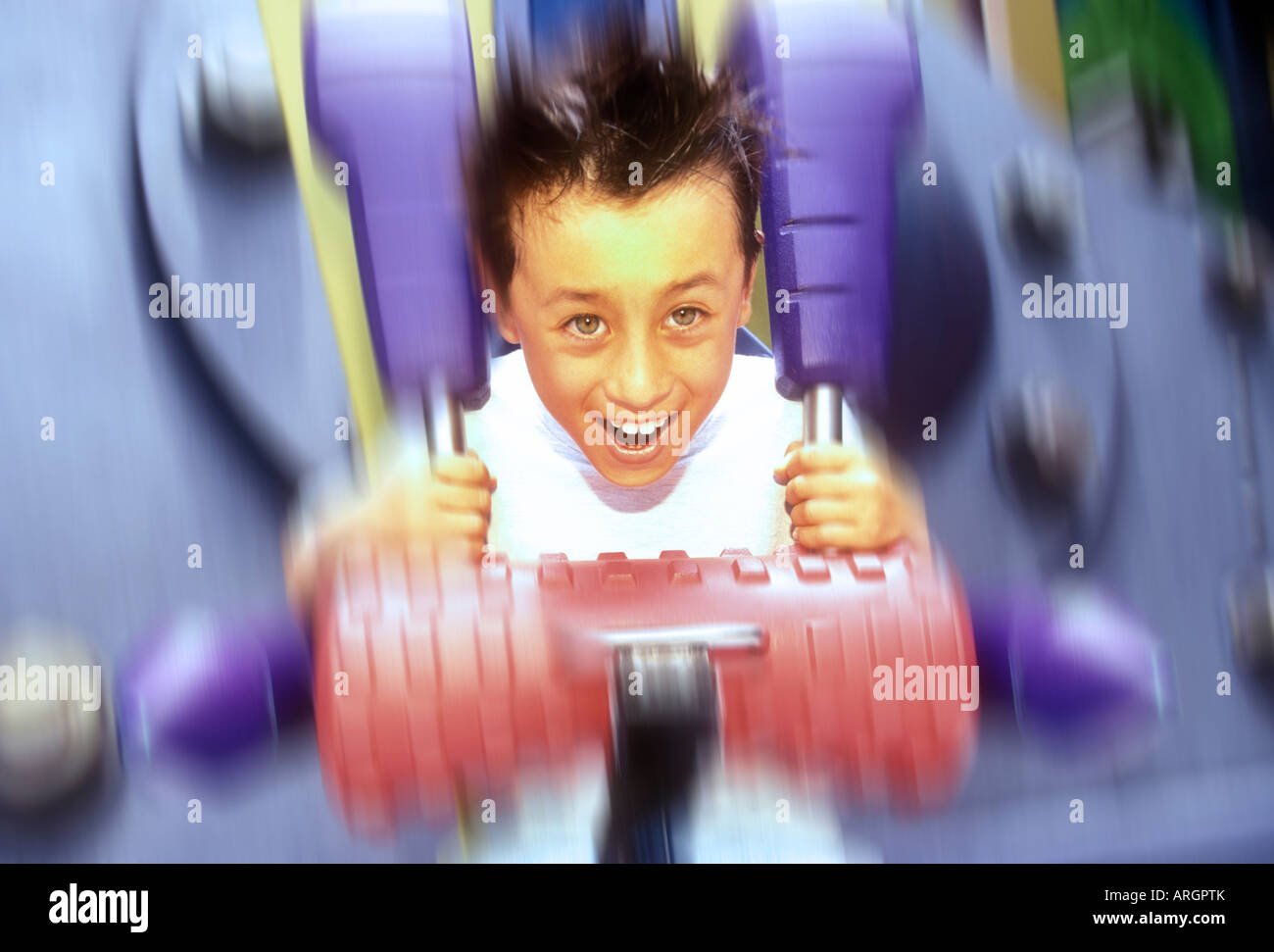 Boy on theme park ride Universal Studioes Island of Adventures Stock ...