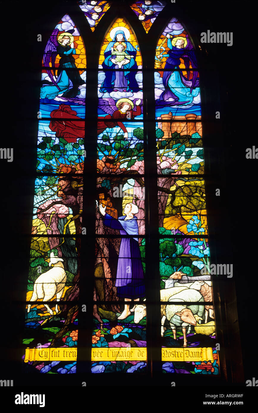 A Stained Glass Window Decorating The Interior Of The Church Of