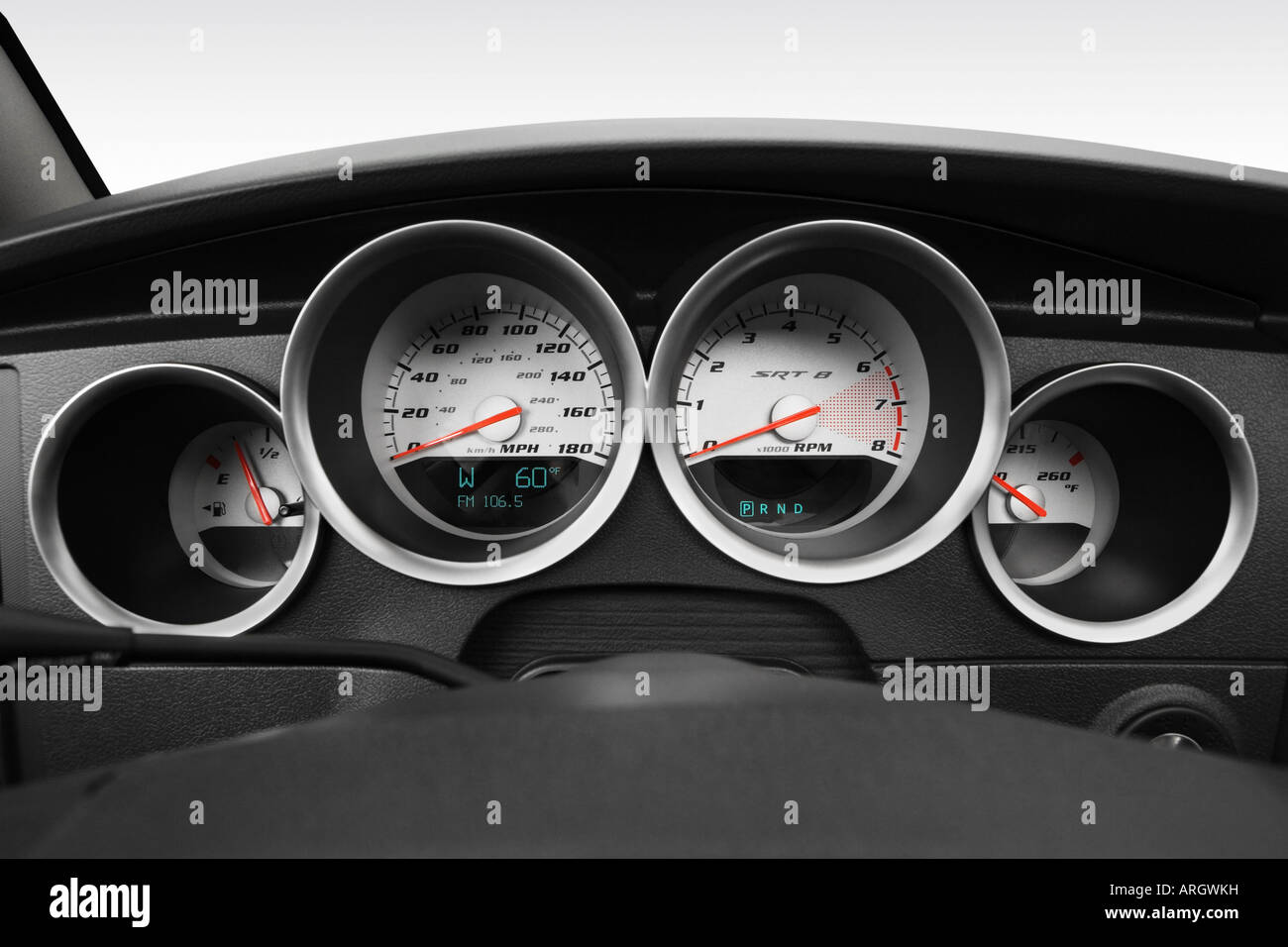 2007 Dodge Charger SRT8 in Silver Speedometer/tachometer Stock Photo