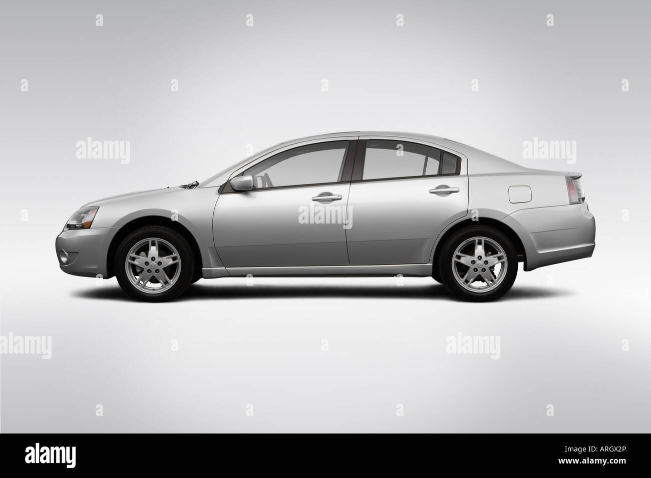 2007 Mitsubishi Galant SE in Silver Drivers Side Profile Stock Photo