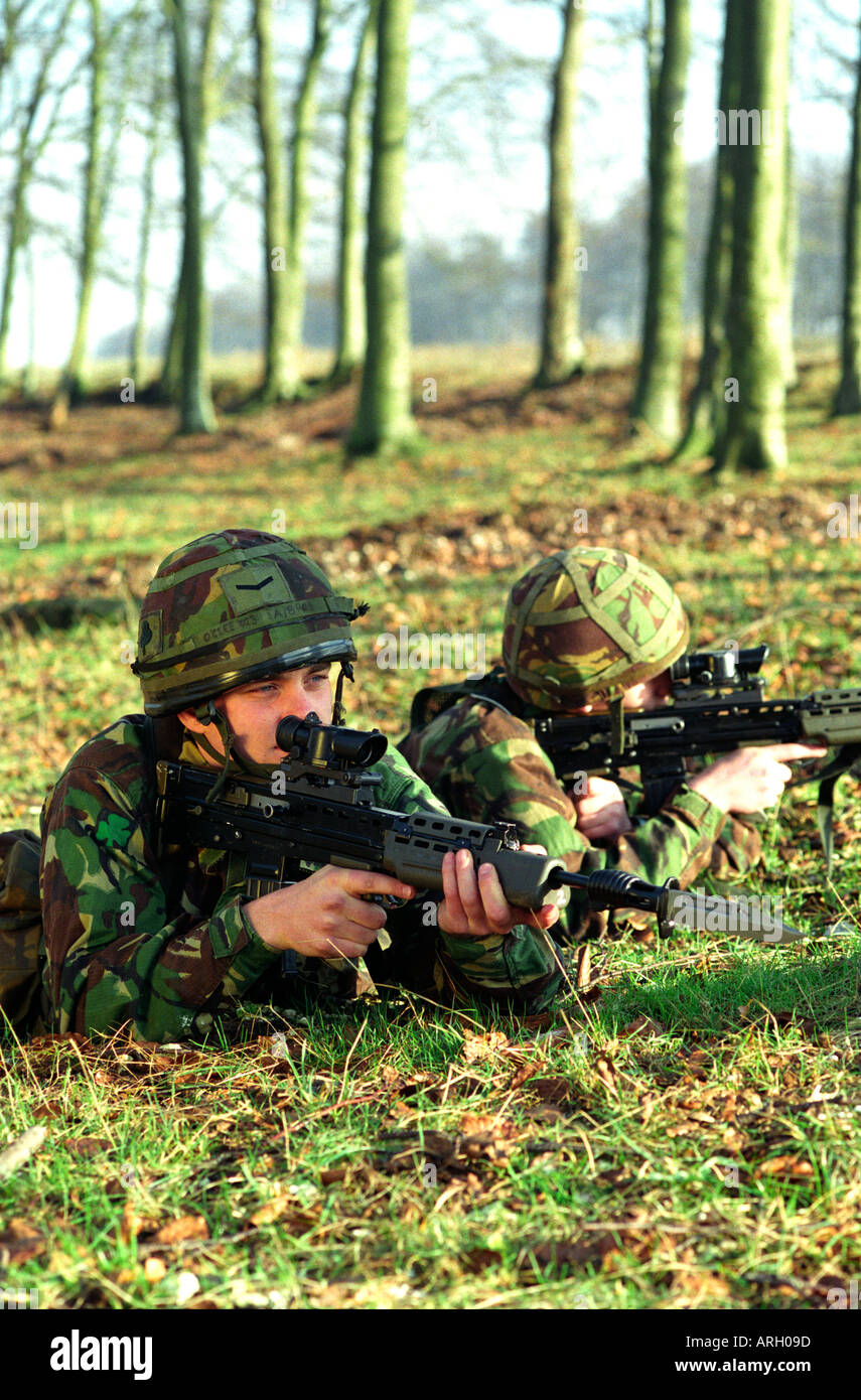Members of the British Army on exercise Stock Photo