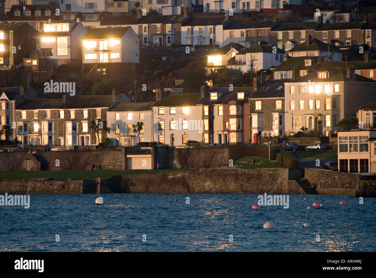 Falmouth, Cornwall, UK. Early morning view from Flushing, across the water Stock Photo
