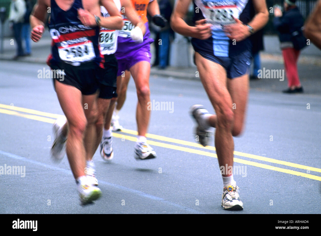 Abstract of Runners in the New York Marathon Stock Photo