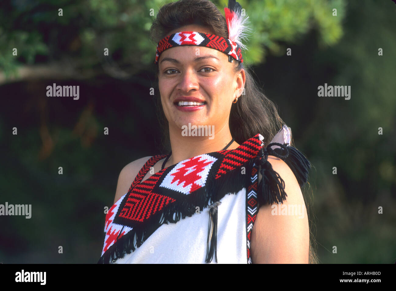 Maori Woman in Rotorua New Zealand Stock Photo