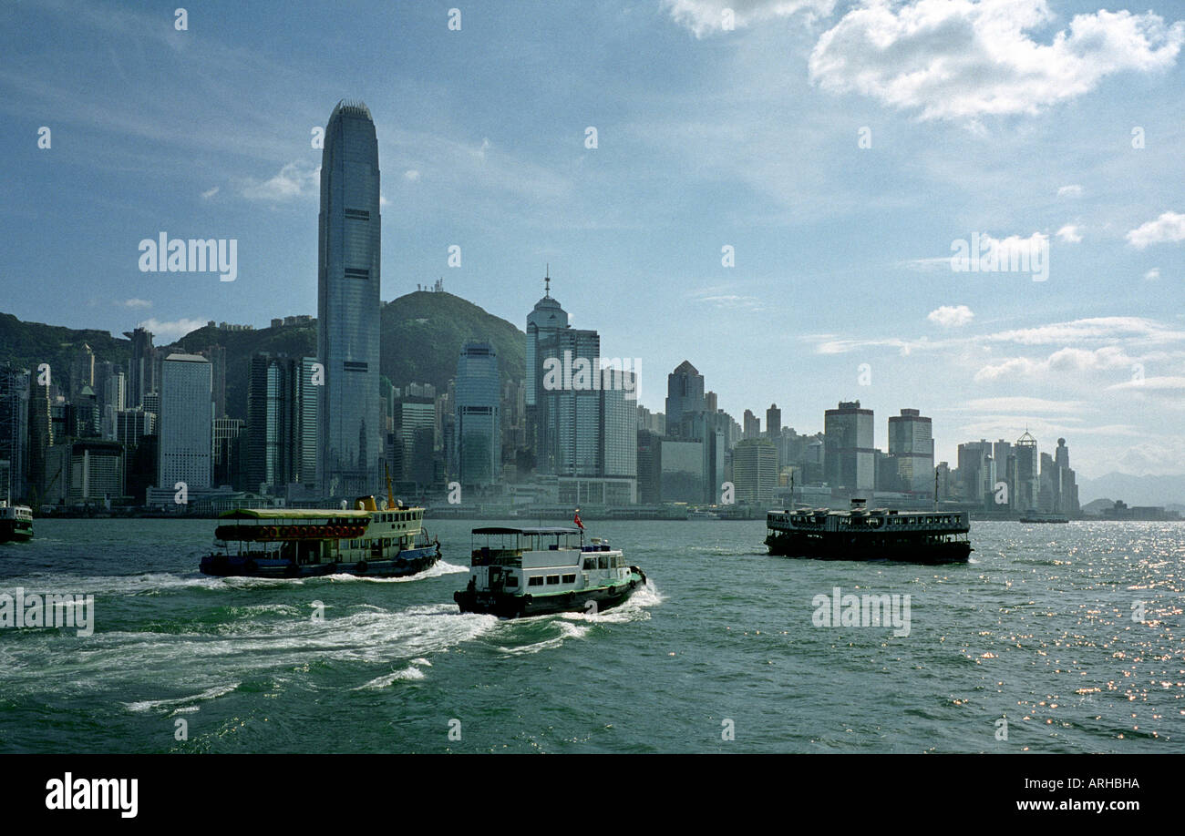 HONG KONG HARBOUR AND THE THE IFC2 TOWER Stock Photo