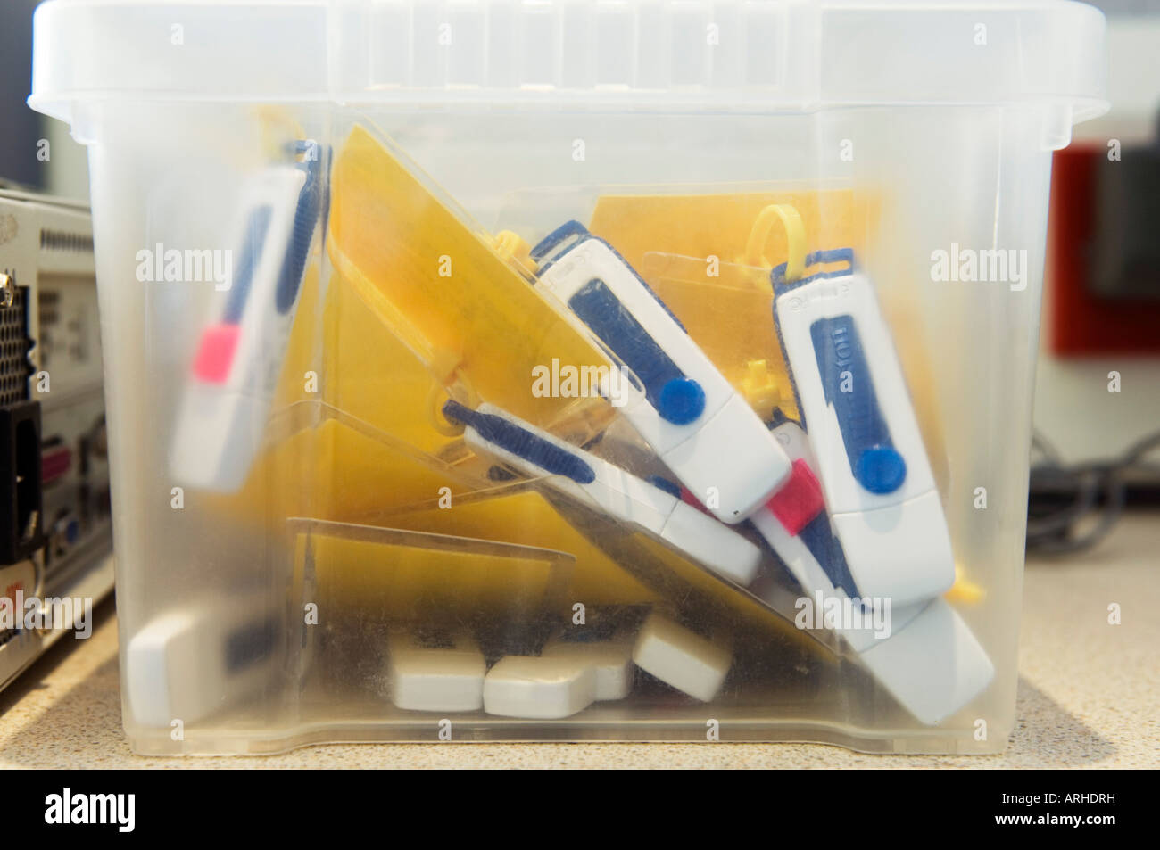 Pen drives in a box Stock Photo Alamy