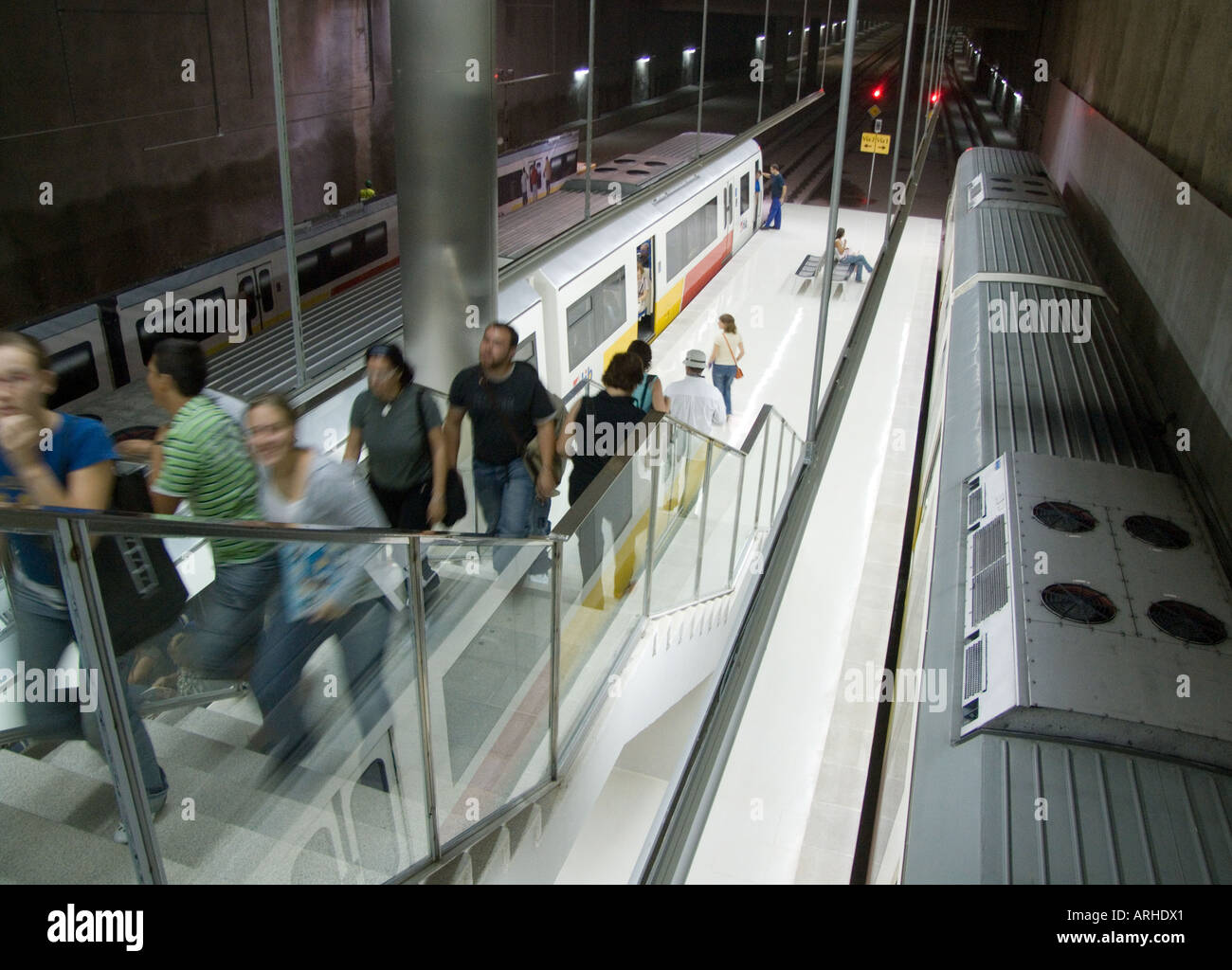 Palma Mallorca Spain Passengers disembark at the new underground terminal in the city centre Stock Photo