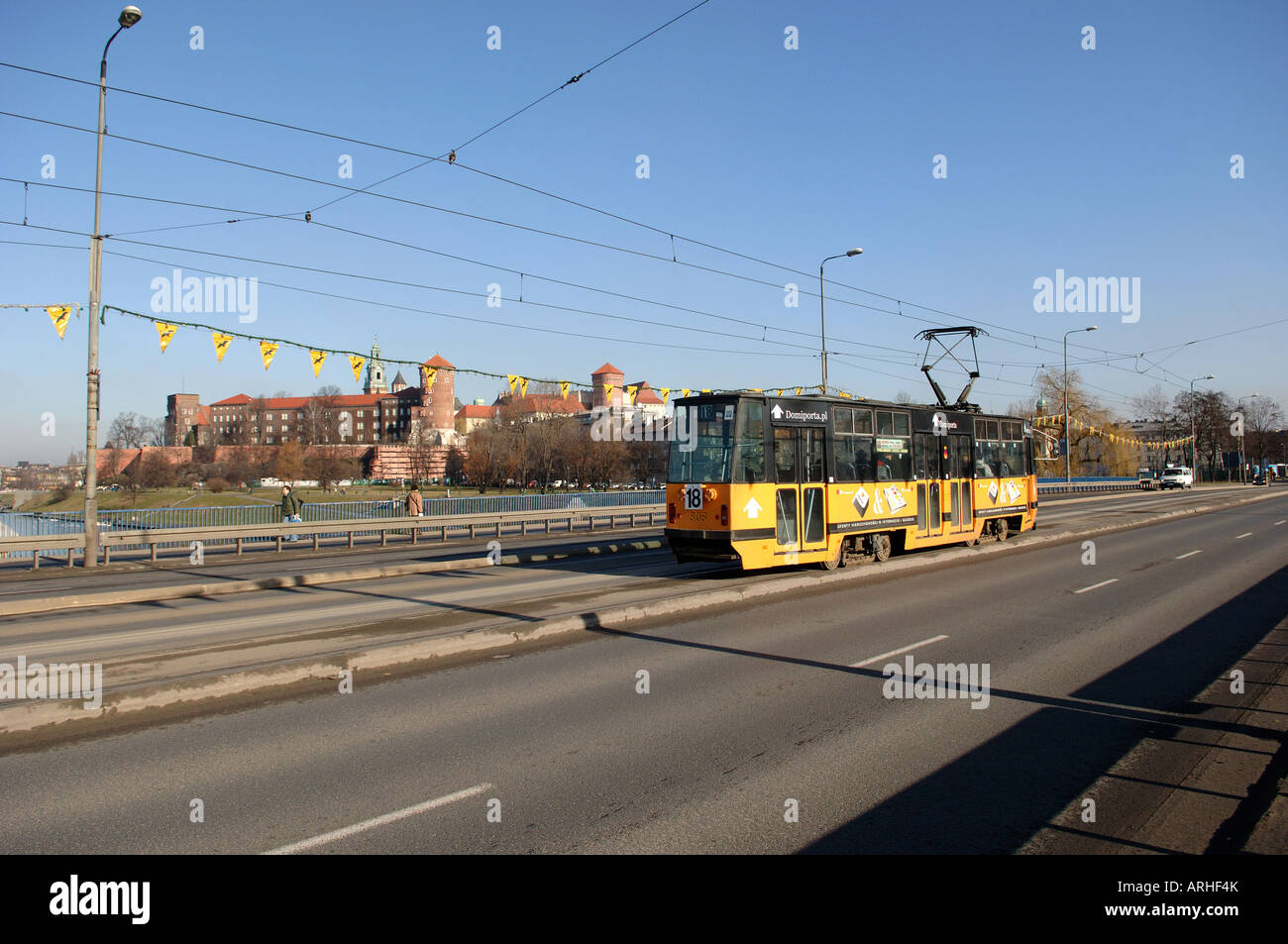 tram car Krakow Poland Stock Photo