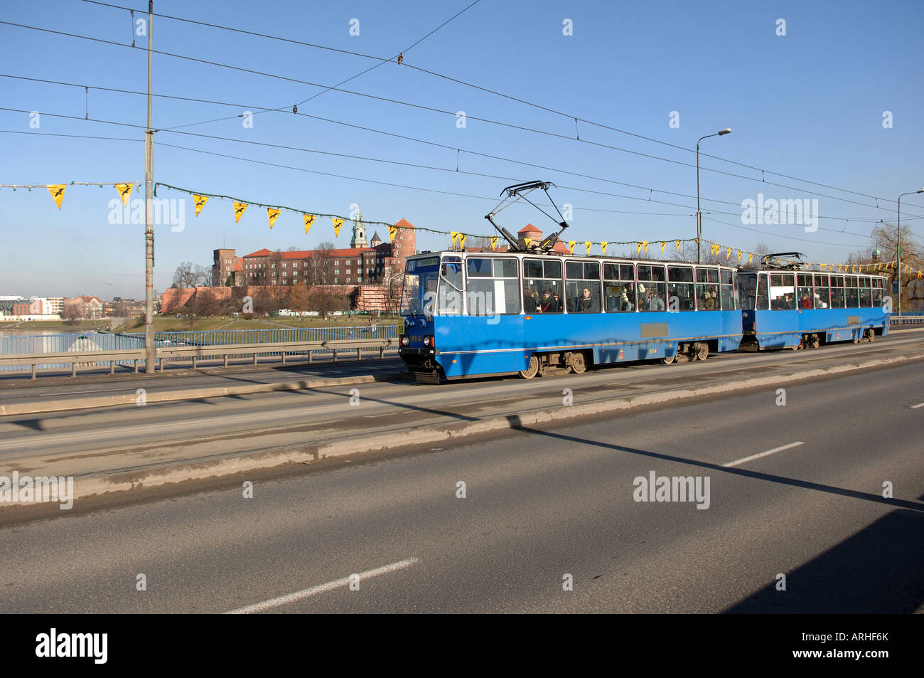tram car Krakow Poland Stock Photo