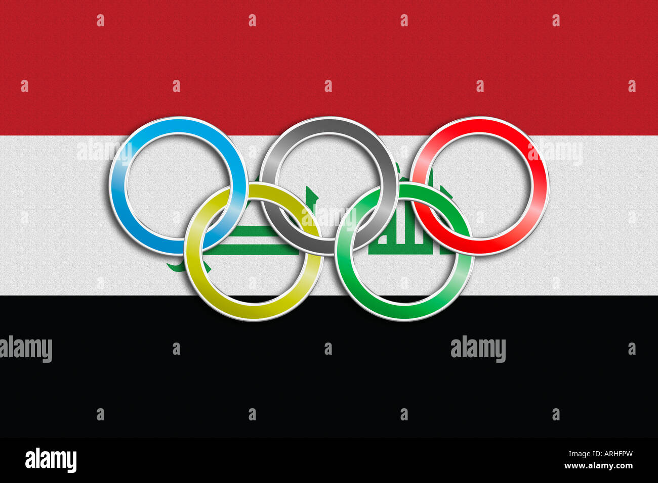 Flag of Iraq with olympic symbol Stock Photo Alamy