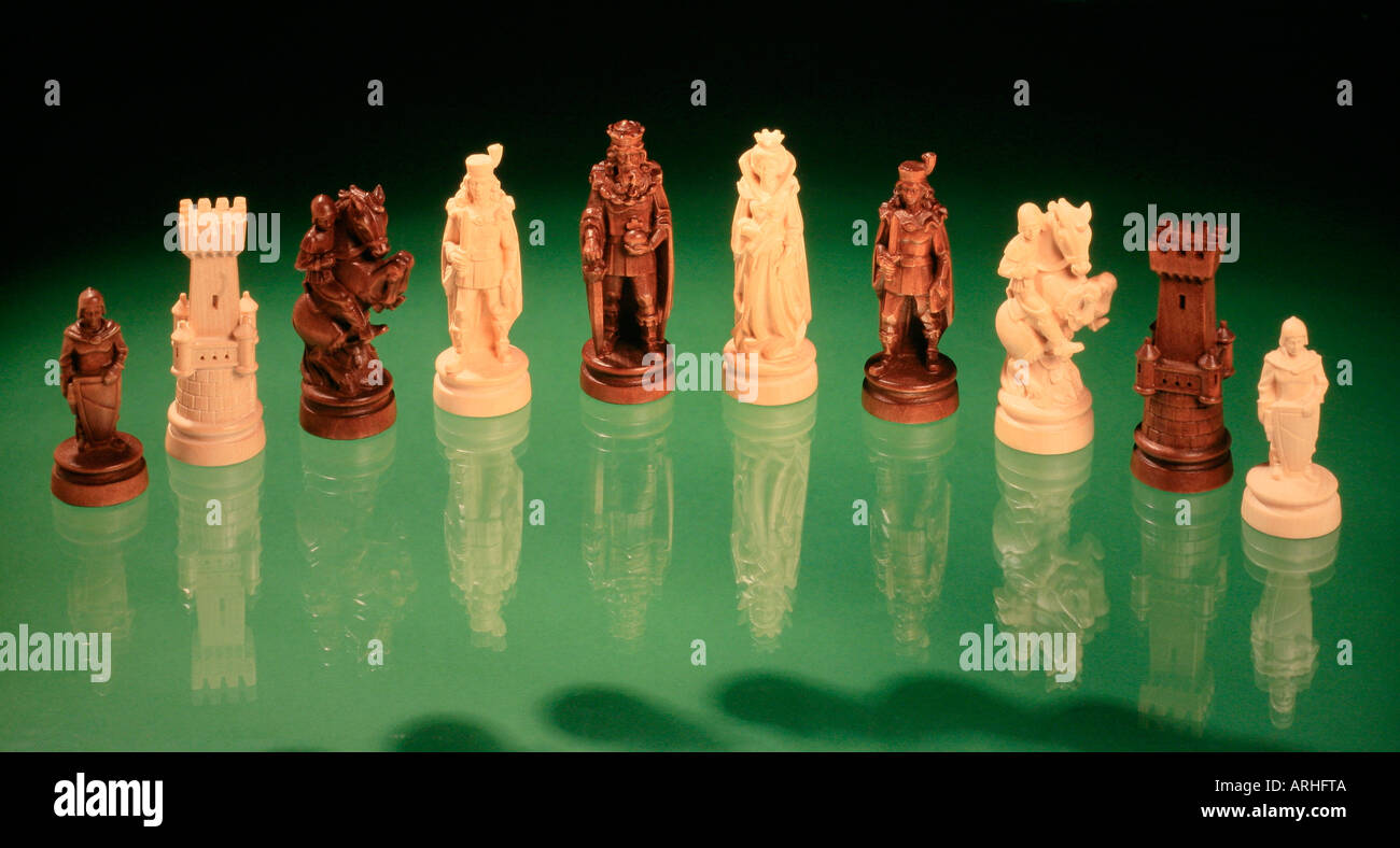 Antique Italian Ivory Chess Set Stock Photo