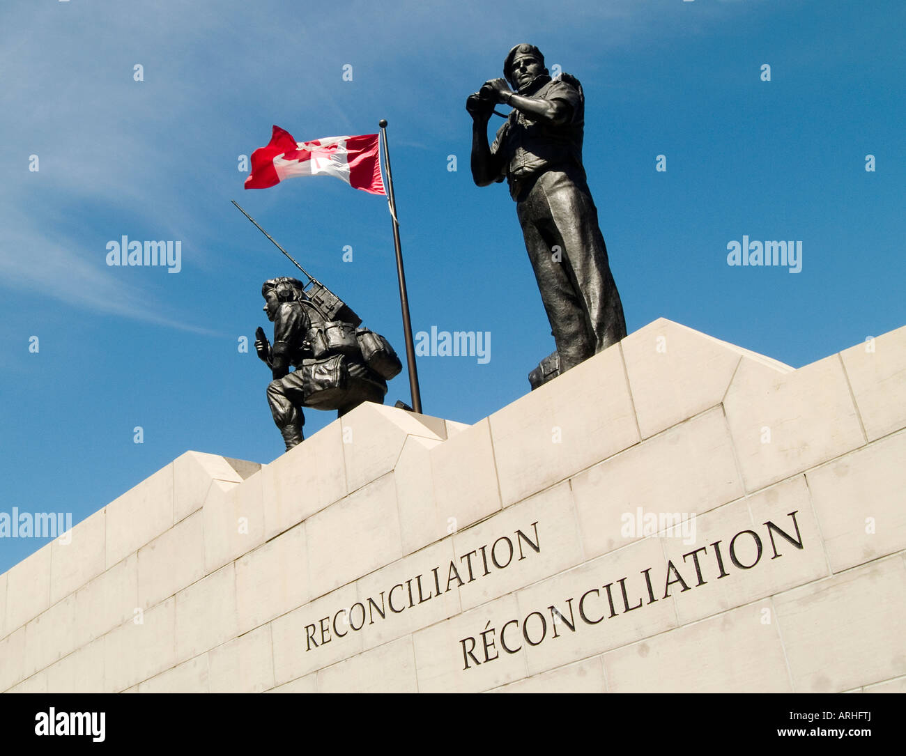 Statues of Canadian Soldiers at the Reconciliation Memorial in Ottawa, Ontario Canada Stock Photo